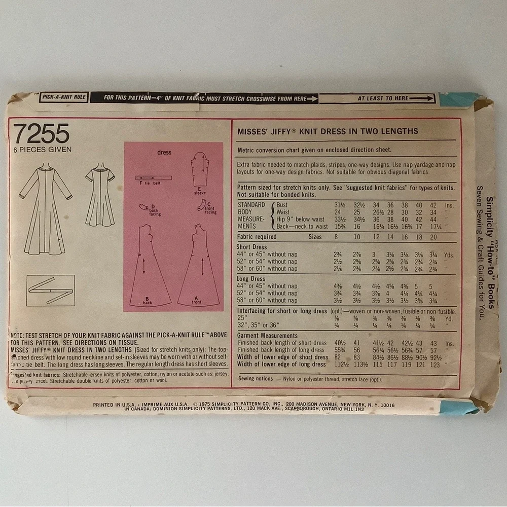 Simplicity 7255 Sewing Pattern - Picture 3 of 3